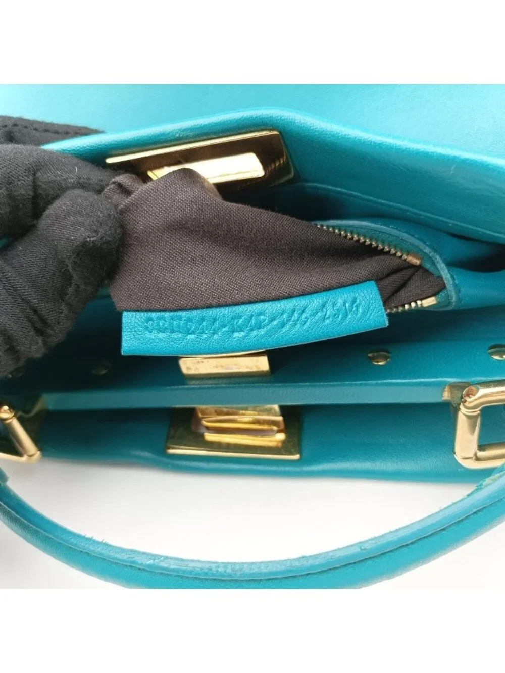 Fendi Peekaboo Mini Blue Leather Handbag